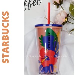 BLOWOUT!Starbucks Orange Hibiscus Floral 2020 Summer Grande Cold Cup Tumbler NWT